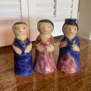 Vintage ceramic primitive milkmaid figurines